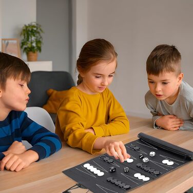 Набір для гри в шашки (бекґеммон) дерев'яний, 15 дюймів, для дорослих та дітей, портативний, коричневий, темно-сірий