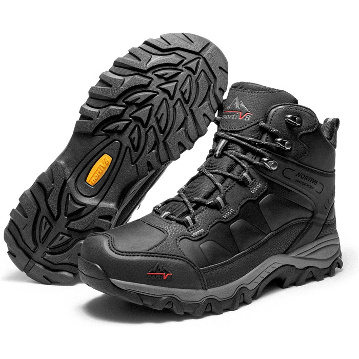 Чоловічі трекінгові черевики NORTIV 44 EU, чорні: водонепроникні, для хайкінгу, альпінізму та туризму