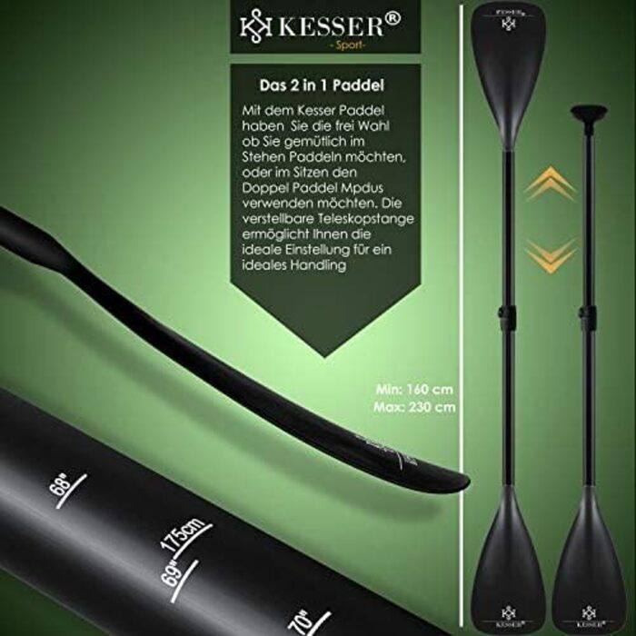 KESSER® Надувна SUP-дошка для веслування стоячи, преміум, 6 дюймів, набір з аксесуарами, до 130 кг, для водного спорту