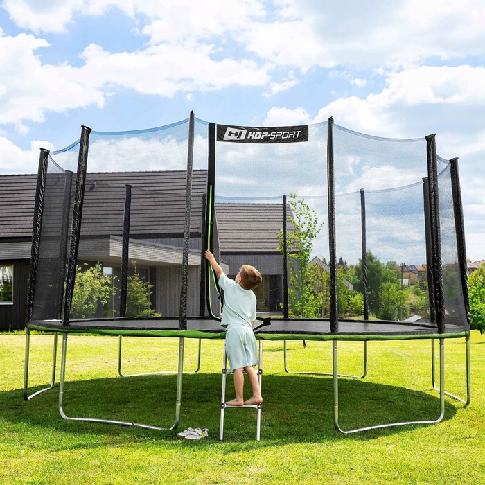 Батут із зовнішньою сіткою Hop-Sport 16ft (488 см), чорно-зелений