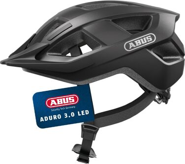 ABUS Aduro 3.0 LED: Шолом для велосипеда, сірий (Titan), 58-62 см - для міста та спортивних поїздок, з LED-ліхтарем