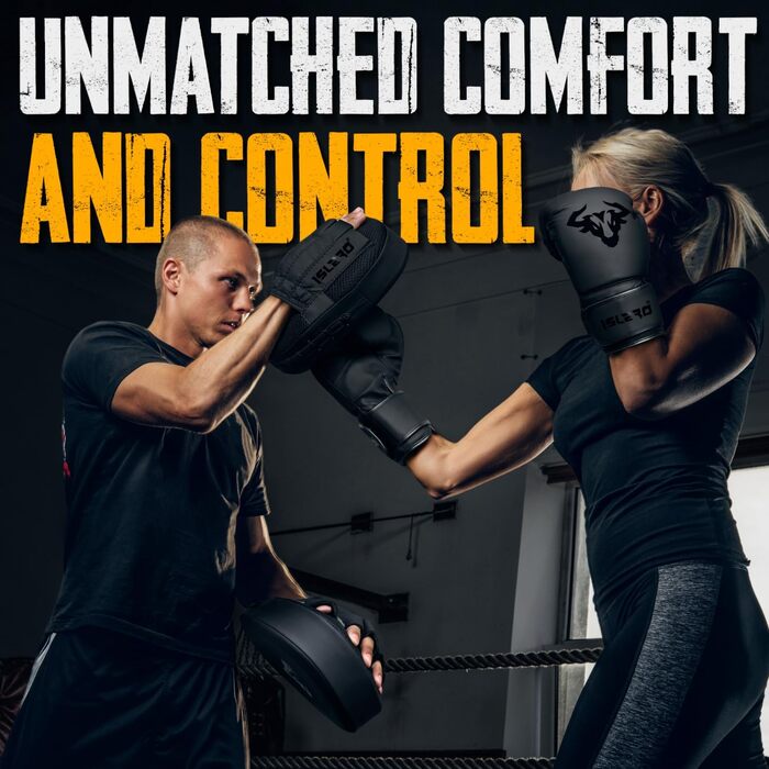 Боксерські подушки Islero Fitness чорного кольору для чоловіків та жінок: міцні, для ударів, MMA, муай-тай, кікбоксинг, хаки та джеб. Ідеальні для тренувань