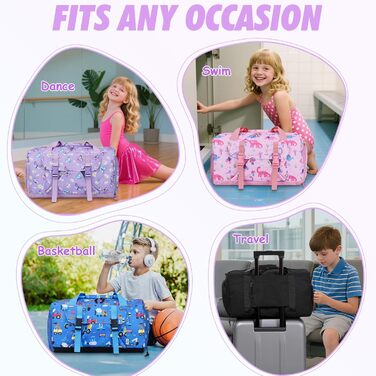 Спортивна сумка для дітей, дорожня сумка, мішок-сумка, спортивна сумка для плавання, для хлопчиків та дівчаток, водовідштовхувальна, з відділенням для взуття (фіолетовий метелик)