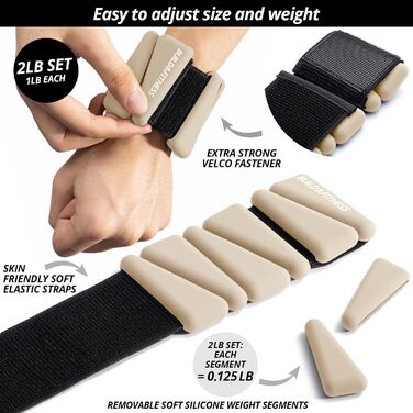 Набір вагів для зап'ястя та щиколоток (2 шт по 0,5 кг) - регульовані ремінці для фітнесу, бігу, йоги, пілатесу, аеробіки, силових тренувань