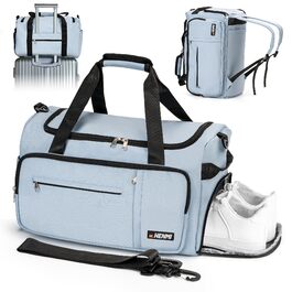 Спортивна сумка HENMI для залу та подорожей, містка сумка для спорту 43Л з відділенням для взуття та вологих речей, складана дорожня сумка (Синя)