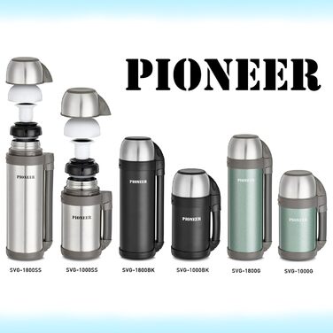 Термос Pioneer для вулиці з високоякісної нержавіючої сталі з ручкою та чашкою