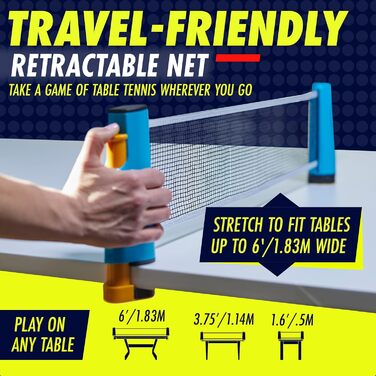 Набір для настільного тенісу NIBIRU SPORT для 2 або 4 гравців: 2 ракетки, 4 м'ячі, сітка, сумка-кейc