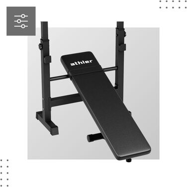 Мультифункціональна лавка ATHLER Gorilla 70 для фітнесу, регульована, зі стійкою та дип-станцією, складана, для домашнього спортзалу, максимальне навантаження 200 кг, чорна