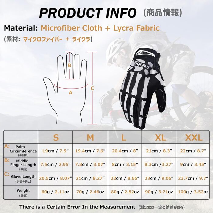 Рукавички для велосипеда Azarxis MTB чоловічі/жіночі, зимові, вітронепроникні, для катання, трекінгу, бігу, чорні (5 пальців), XL, відбивачі