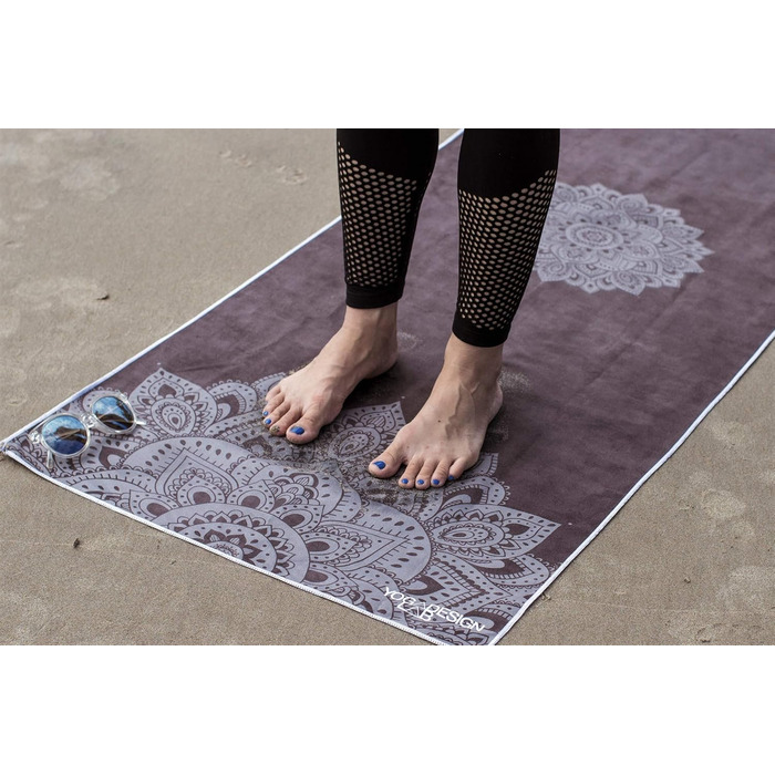 Рушник для йоги Hot Yoga від Yoga Design Lab | Мікрофібра, швидковисихаючий, екологічний, нековзний | Ідеальний для гарячої йоги, спорту, подорожей | Чорний Мандала