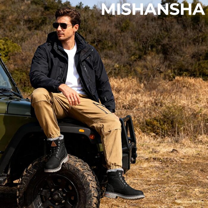 Зимові черевики Mishansha Herren: теплі, з підкладкою, антиковзаючі, класичні, розмір 39-48 EU, чорний