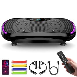 Віброплатформа для фітнесу з Bluetooth, 200 рівнів інтенсивності, 9 програм, до 200 кг, чорна. Для лімфодренажу та схуднення.