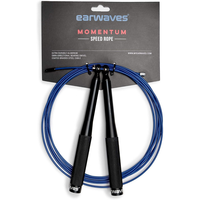 Скакалка Earwaves Momentum, алюмінієва ручка, 3 м сталевий трос з ПВХ покриттям, додатковий кабель
