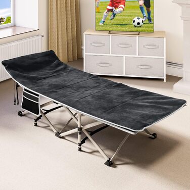 Зручне розкладне ліжко YITAHOME для кемпінгу та відпочинку на природі. Міцне, розкладне ліжко з матрацом, чорного кольору. Ідеально для подорожей та відпочинку на відкритому повітрі.