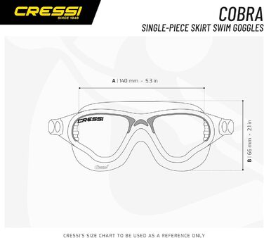 Окуляри для плавання CRESSI Cobra для дорослих, антифог, антицарапини, захист від UV, універсальний розмір