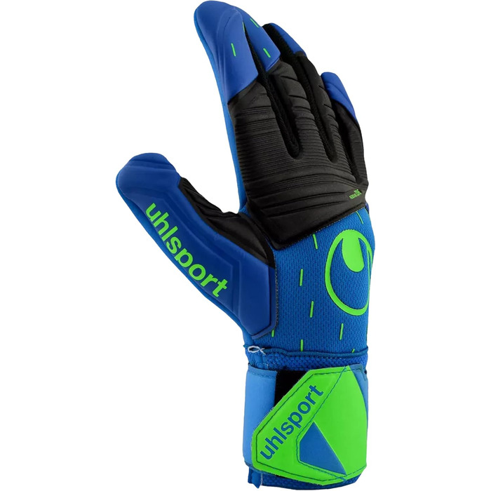 Воротарські рукавички Uhlsport Aquasoft HN для дорослих, водостійкі, з фіксацією зап'ястя, для футболу, сині/чорні/салатові