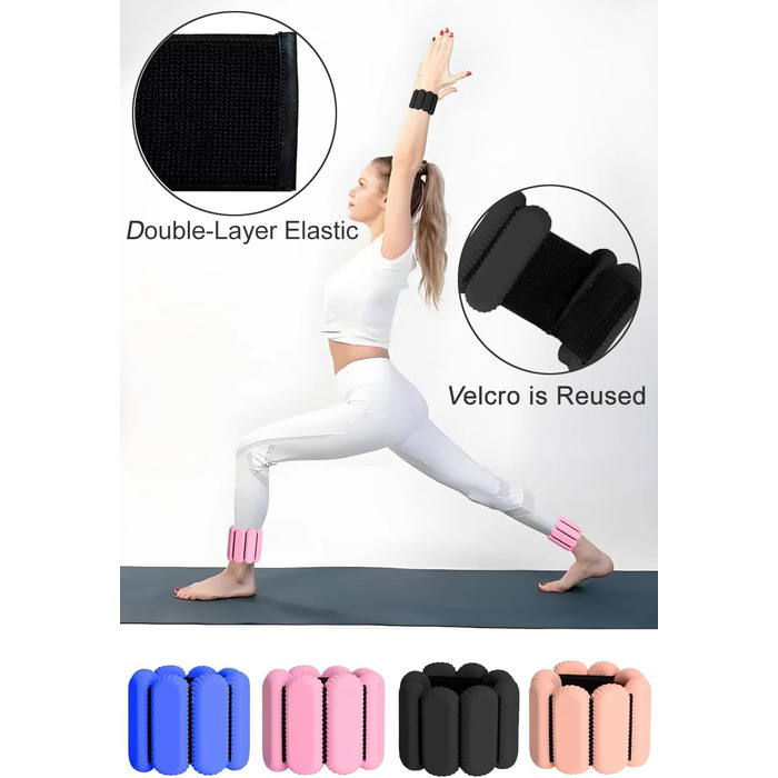 Набір обтяжувачів для зап'ястя та щиколоток ibforcty 2 шт. для фітнесу, йоги, пілатесу (рожевий)