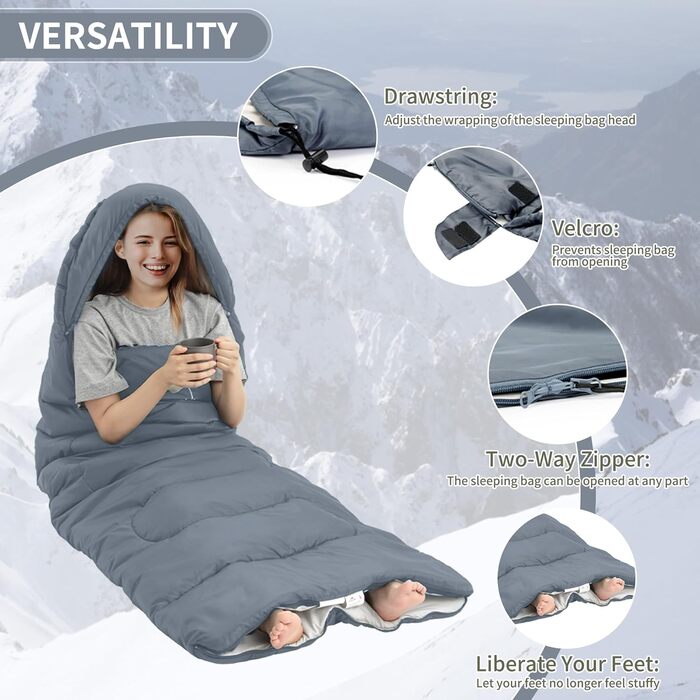 Спальний мішок Naturehike 3-сезонний, ультралегкий, водонепроникний, з'єднувальний, для дорослих, 220 x 85 см, блакитний