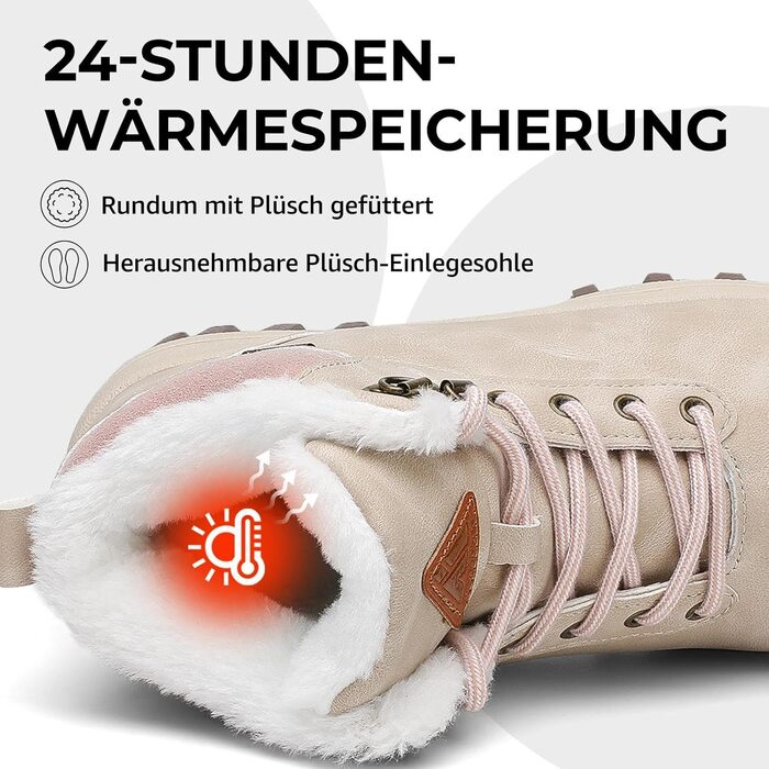 Зимові черевики Mishansha для жінок та чоловіків. Водонепроникні трекінгові черевики, теплі, утеплені, розмір 36-48 (41 EU, персиковий)