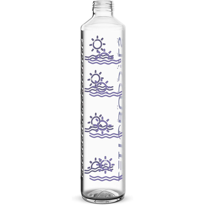 Мотиваційна пляшка для води 1 л з мітками часу, тритановий матеріал, BPA Free, для газованих напоїв, ударостійка, SUNBEAM, фіолетова