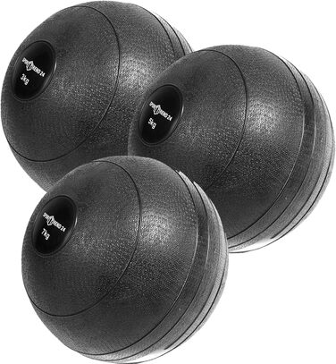 М'яч для кросфіту Sporttrend 24 Slamball, медичний, без відскоку, 3 кг, 5 кг, 7 кг, чорний, з нековзкою поверхнею