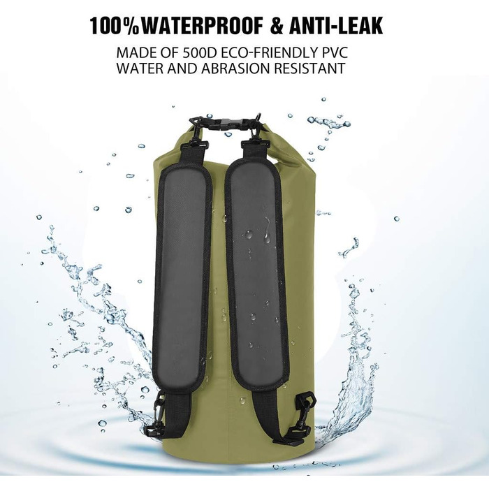 Водонепроникний мішок Unigear Dry Bag 30L (армійний зелений) – 2L/5L/10L/20L доступні – для каякінгу, риболовлі, кемпінгу та пляжу