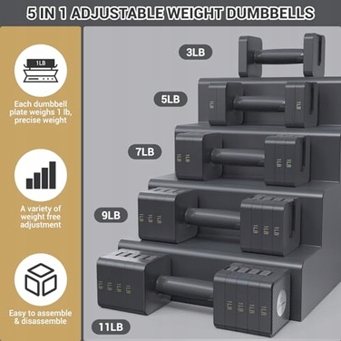 Набір регульованих гантелей 5в1 до 5 кг (2 шт.) для тренувань вдома