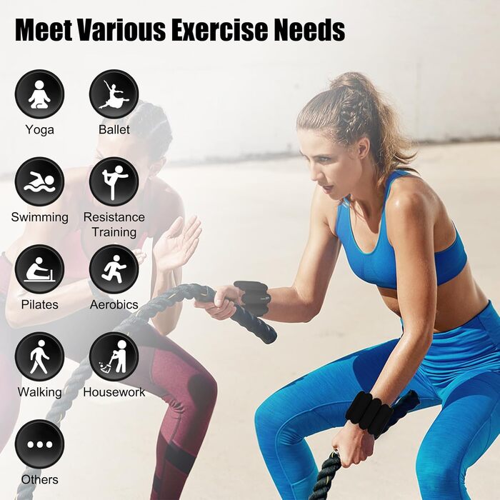 Набір обтяжників для зап'ястя та кісточок RYACO, 2 шт (2x0,5KG), регульовані манжети, для рук, ніг, ходьби, бігу, йоги, пілатесу, аеробіки (чорний)