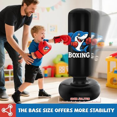 Дитячий боксерський мішок Qoosea для дітей 3-8 років, 130 см, надувний, з боксерськими рукавичками, для карате, кікбоксингу, Taekwondo, MMA, подарунок для хлопчиків та дівчаток
