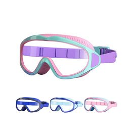Дитячі окуляри для плавання - окуляри для плавання для дітей 4-12 років з великим об'єктивом, антизапітніння, водонепроникні, рожево-зелені