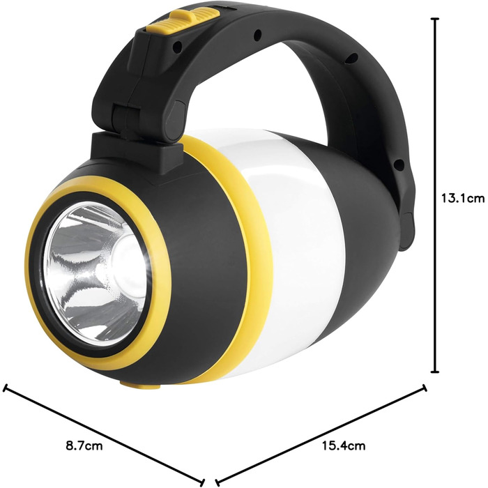 LED кемпінговий ліхтар EMOS - багатофункціональний, портативний, 3 режими, 215 лм, 305 м, 90 годин, на батарейках (3x AA), для відпочинку на природі, чорно-жовтий