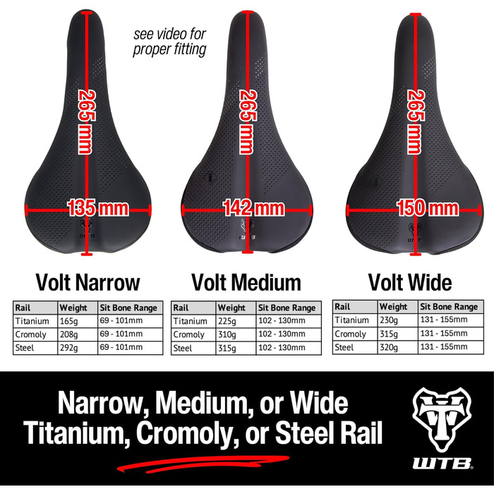 Сідло WTB Volt Narrow Cromoly Black 15 см - Чорне, сталеве