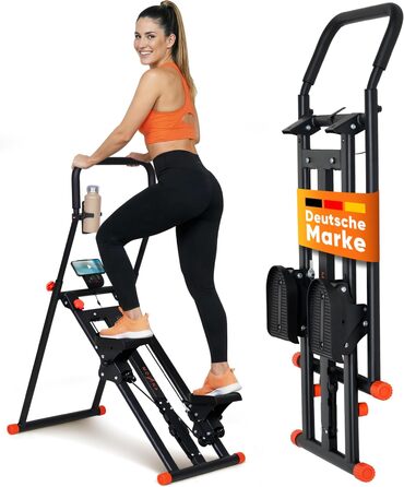 Movana Треп'якливий степер для дому: фітнес-тренажер з 3 рівнями складності, тестування, підставка для телефону та пляшки, кардіо та силові вправи, тренажер для підйому сходами