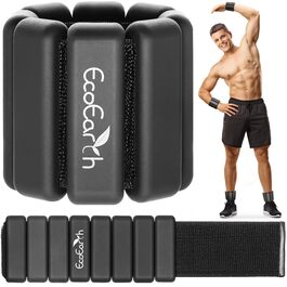 Набір вагів для зап'ястя та кісточки EcoEarth (2 шт., 450 г) - регульовані фітнес-стрічки, чорний колір