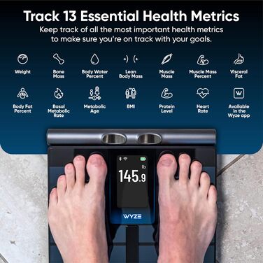 Ваги Wyze Scale Ultra BodyScan Чорні - аналіз складу тіла, Bluetooth