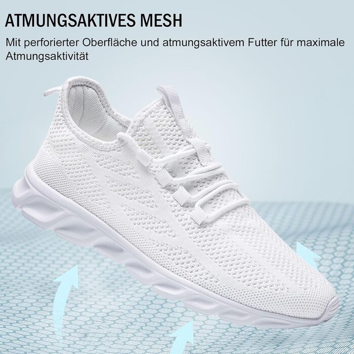 Чоловічі кросівки для бігу та занять спортом. Легкі дихаючі кросівки для тренувань, фітнесу та повсякденного носіння (43 EU, Білий 02)