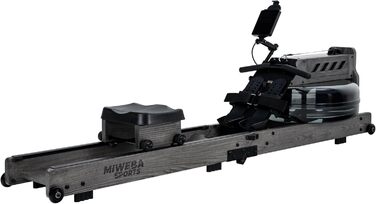 Гребний тренажер Miweba Sports MR700 Pro для дому, водний, складаний, дерев'яний, з Bluetooth, LED-резервуаром, сумісний з Kinomap
