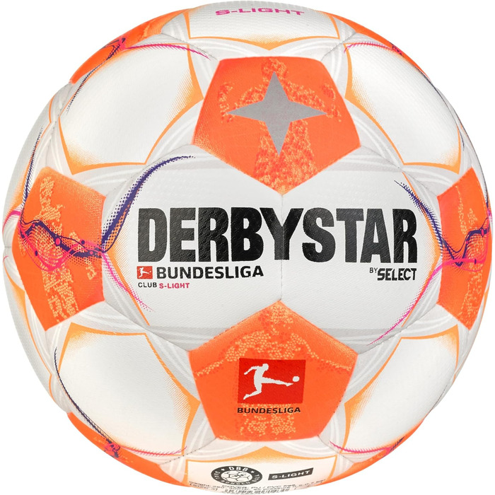 Футбольний м'яч Derbystar Bundesliga Club S-light V24, розмір 3, біло-оранжево-рожевий, для юніорів, унісекс