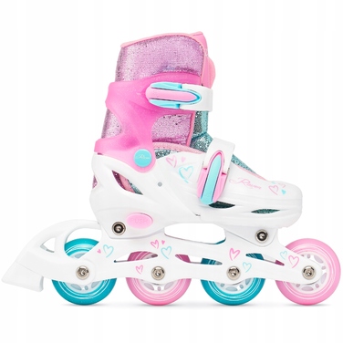 Регульовані ролики RAVEN Loret Glitter White/Mint/Pink (розмір 30-33) з LED-колесами