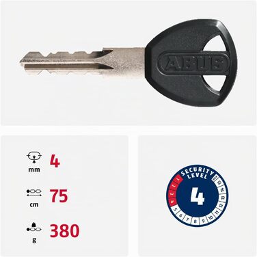 Ланцюговий замок для велосипеда ABUS Steel-O-Chain 4804K зі спеціальної сталі, рівень безпеки 4, синій, 75 см