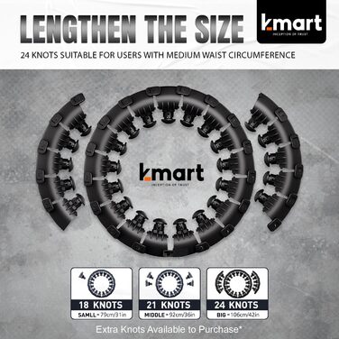 Розумний хулахуп K-MART для дорослих, 24 знімних сегменти, масажний фітнес-обруч з обтяженням, 360° масаж, автоматичний обертовий м'яч, для схуднення, рожево-чорний