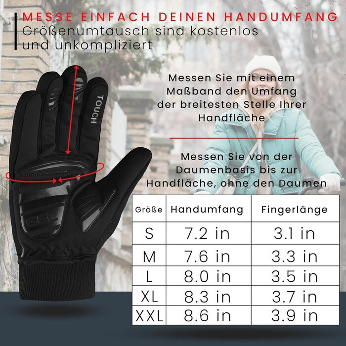 Велосипедні рукавички чоловічі зимові, вітронепроникні, водовідштовхувальні, з підкладкою, з м'якою підкладкою, неслизькі, терморукавички для їзди на велосипеді, підходять для жінок та чоловіків, бігові рукавички, чорного кольору