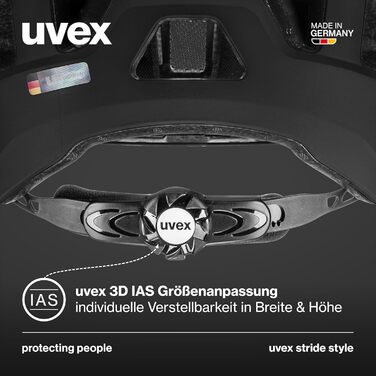 Велосипедний шолом Uvex Stride Style, універсальний, чорний матовий, 59-61 см, індивідуальне регулювання розміру, надійний та безпечний