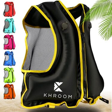 Надувна жилет Khroom для дорослих, відповідає новим стандартам ЄС | Зріст 150-210 см, вага до 100 кг | Жилет для снорклінгу та каякінгу, підходить для підлітків та дорослих