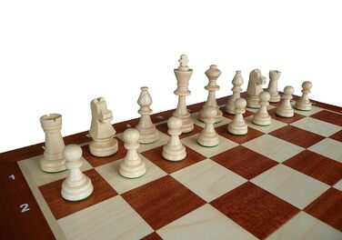 Преміум шаховий набір Großartig Tournament No.6, шахи Staunton 54 см, махагоні та клен, дерев'яна шахівниця, для турнірів і домашнього використання