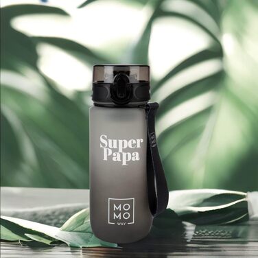 Пляшка для води MOMO WAY Super Papa 600 мл з тритану з контейнером для фруктів, без BPA, подарунок для тата, з кришкою на 1 клік, багаторазова