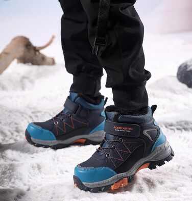 Зимові черевики для дітей TARELO - непромокаючі зимові черевики Mid, черевики для снігу, для хлопчиків/дівчаток, утеплені туристичні черевики, 32-39 (Сапфіровий, 36 EU)