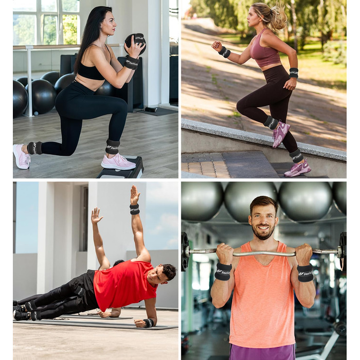 Ваги на щиколотку, ваги-манжети для ніг та рук, 1, 2, 3, 4, 5, 6, 8, 10 кг, 1 пара, чорні