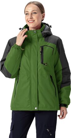 Жіноча зимова куртка YSENTO: водонепроникна, софтшелл, флісова, функціональна з капюшоном, білий (S, зелений)