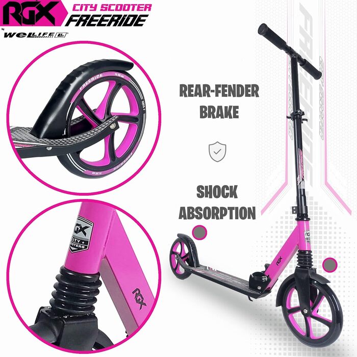 Самокат WeLLIFE Freeride RGX з великими колесами 200 мм, передньою підвіскою, складаний міський самокат для дорослих і дітей